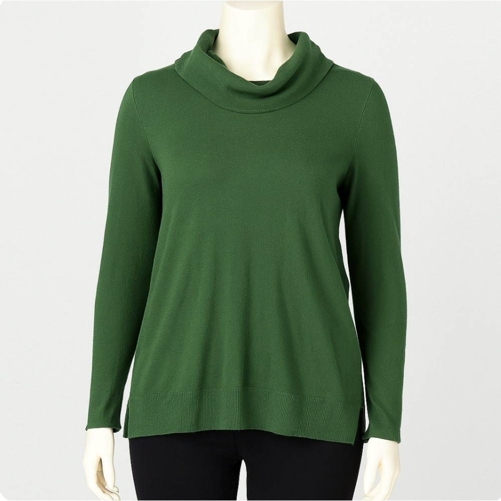 J. Jill Sweater‎ Cowl Neck Tunic Top Pullover Knit Casual Office Green Medium
